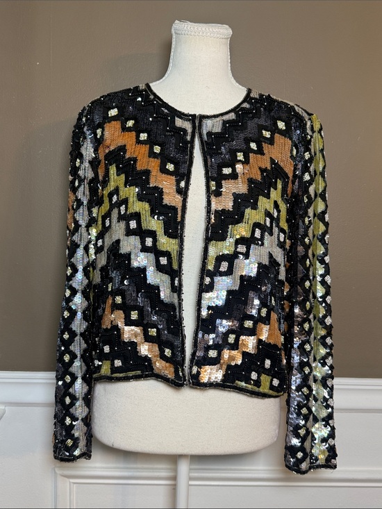 Stenay Jackets & Blazers - Sténay 100% Silk Beaded Sequin Jacket S Vintage Art Deco Evening